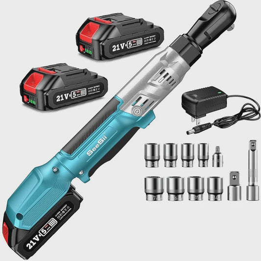 SEESII 21V Accu Ratel Sleutel 3/8" - 90 Nm Krachtige Elektrische Ratel voor Auto Reparatie