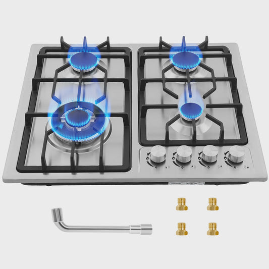 4-pits Gas Kookplaat 25300 BTU Inbouw/Tafelmodel LPG/Aardgas Om te Bouwen met Vlambeveiliging