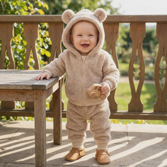 Schattige Babykleding Set: Warm Winterpak met Rits en Lange Broek - Zacht & Comfortabel