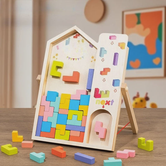 Houten 3D Puzzel Blokken Spel - Logica Training & Ouder-Kind Interactie