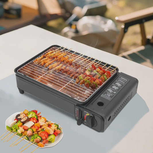 Draagbare Gas BBQ Grill & Kooktoestel - 2.2KW Outdoor Camping LPG/Butaan met Koffer