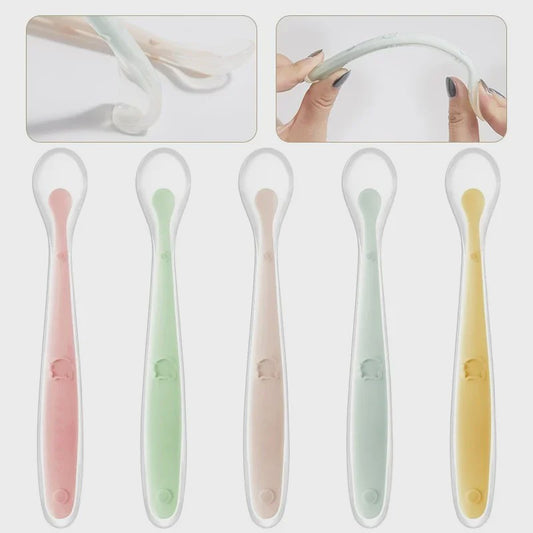 Zachte Siliconen Baby Lepel - Ideaal voor Voedingstraining en Eerste Hapjes
