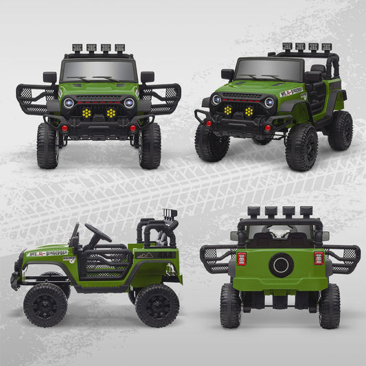 Groene Elektrische Off-road Kinderauto met 2.4 GHz Afstandsbediening en 12V Vermogen