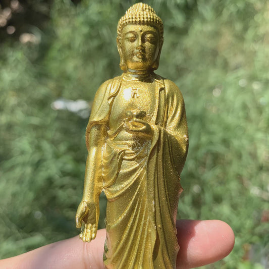 5-inch Gouden Shakyamuni Boeddha Standbeeld - Traditionele Chinese Stijl Decoratie & Cadeau