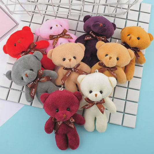 Set van 10 Mini Strikje Teddybeer Pluche Hangers - Kleurrijk en Zacht