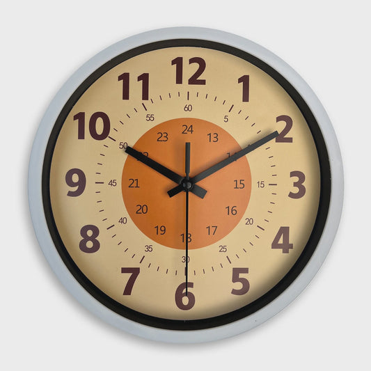 Moderne Stille Wandklok 8-inch met Oranje Patroon - Woonkamer, Keuken Decoratie