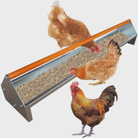 Kippenvoerbak 115 cm - Verzinkt Staal - Heavy Duty Voerbak met Anti-duivenstang
