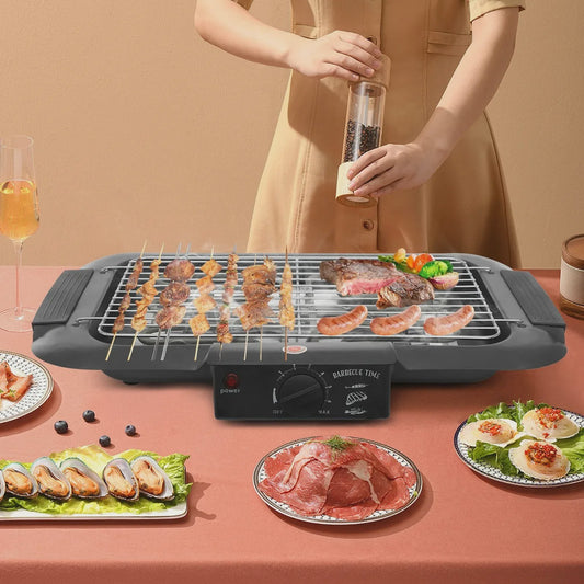 Elektrische Tafelgrill 2000W met 6-standen Temperatuurregeling en Afneembare Wateropvangbak