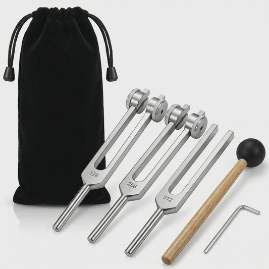 Miwayer Stemvork Set 128Hz, 256Hz, 512Hz met Hamer & Tas - Professionele Klanktherapie Instrumenten