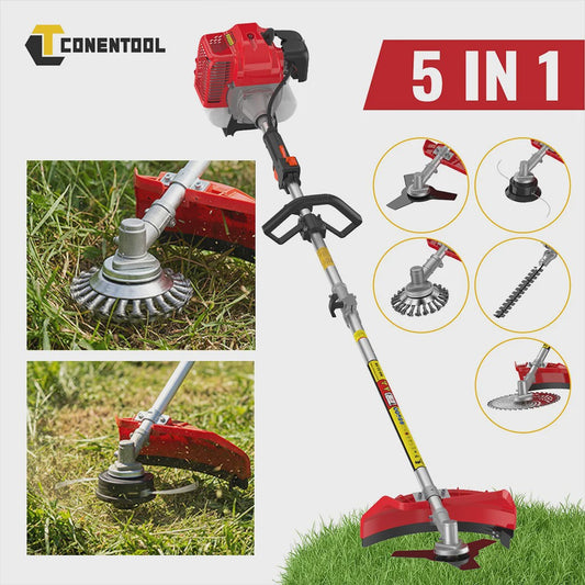 Conentool 5-in-1 Benzine Bosmaaier 52CC 11000 RPM - Grasmaaier, Heggenschaar, Kettingzaag