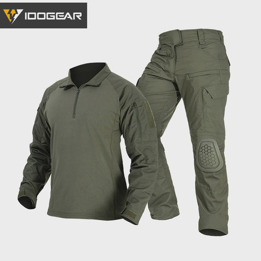 IDOGEAR G4 Tactisch Uniform Shirt & Broek met Kniebeschermers - Heren BDU Trainingskleding