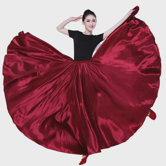 Glanzende Satijnen Lange Dansrok - Swing & Buikdans - 14 Kleuren