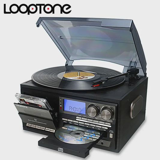 LoopTone Vintage 3-in-1 Platenspeler met Bluetooth, CD, Cassette, Radio & USB Opname
