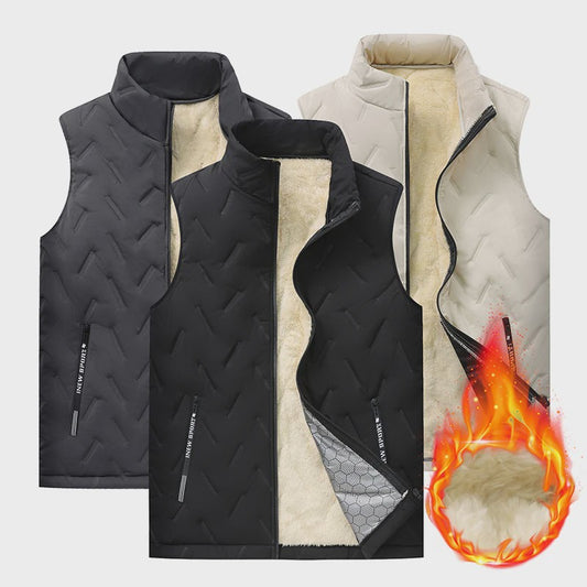 Unisex Lamswol Fleece Gevoerd Vest - Dik & Warm Casual Jack met Hoge Kraag (M-7XL)