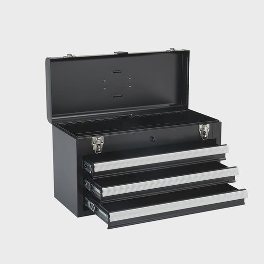 SucceBuy 20-inch Metalen Gereedschapskist met 3 Lades - Zwart/Rood