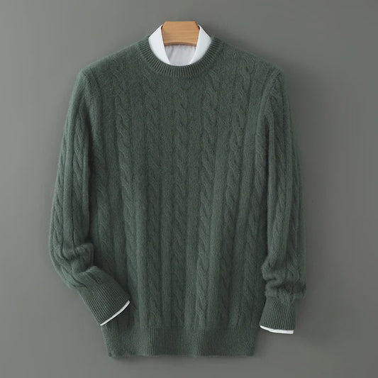 Heren Trui van 100% Puur Kasjmier - Dik Gebreid met Ronde Hals - Lente/Winter Collectie