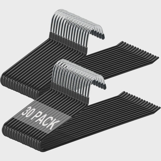 30-Pack Metalen Kledinghangers - Ruimtebesparend met Open Design voor Broeken, Jeans, Handdoeken & Sjaals