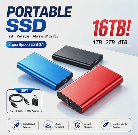 Snelle Externe SSD 1TB/2TB USB 3.1 - Compacte Mobiele Opslag voor PC & Mac
