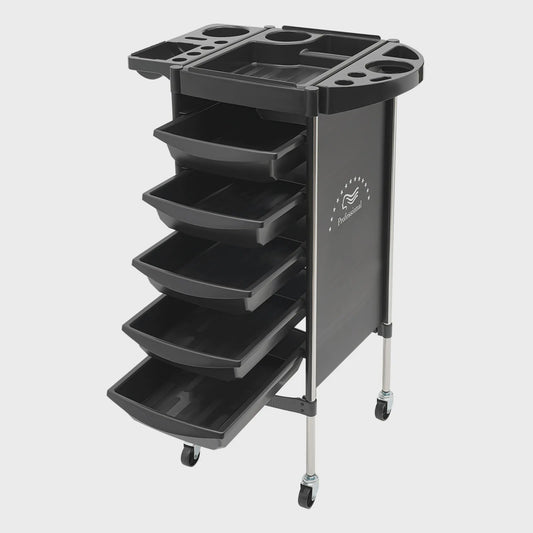 Mobiele Salon Trolley met 5 Lades, Top Opbergruimte en Vergrendelbare Beveiliging