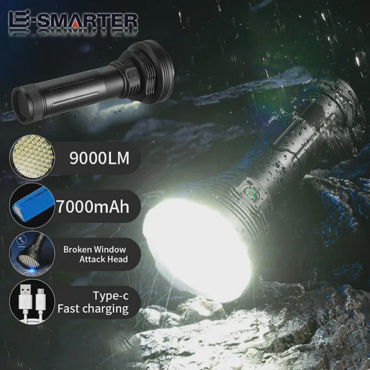 Krachtige LED Zaklamp 10000LM - Oplaadbaar met 6x 18650 Batterijen