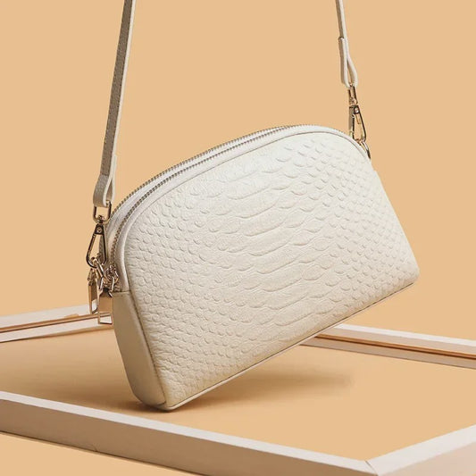 Luxe Dames Schoudertas Crossbody Tas met Crocoprint van Echt Leer