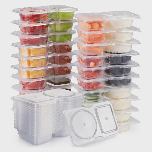 Draagbare Dubbel Compartiment Container met Deksel - Ideaal voor Snacks en Kruiden op Picknick