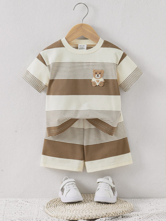 Zomerse Baby Set: Ademend Gebreid T-shirt & Short Outfit (2-delig) voor Jongens & Meisjes