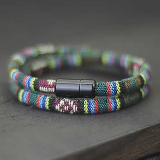 Bohemian Touw Armband Heren met Magnetische Sluiting - Stijlvol & Avontuurlijk