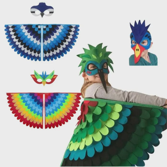 Veren Vleugels en Masker Set - Vogel Kostuum voor Kinderen - Halloween & Feest