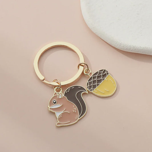 Schattige Eekhoorn & Eikel Sleutelhanger - Handgemaakte Sieraden voor Tas of Sleutels