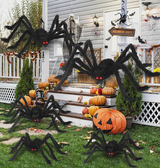 Enorme Zwarte Pluche Spin - Halloween Decoratie 30-200cm