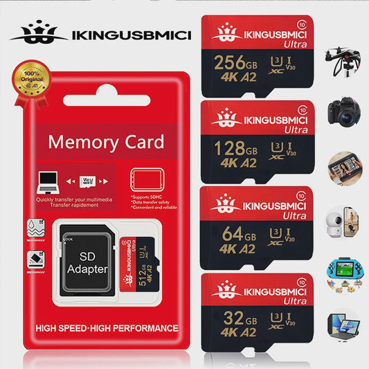 Snelle Micro SD Kaart (32GB-512GB) - U3, V30, A2 - Hoge Kwaliteit & Duurzaam