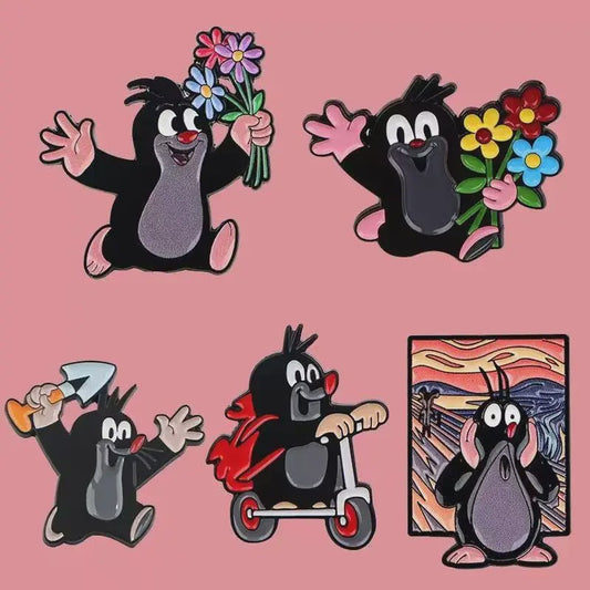 Grappige Mol Emaille Speld - Cartoon Dieren Broche voor Rugzak & Kleding