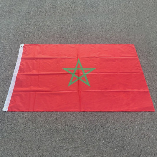 Marokkaanse Vlag 90x150cm - Polyester Vlag van Marokko met Ringetjes