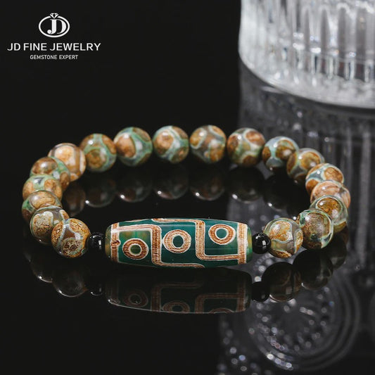 Tibetaanse Dzi Agate Armband met 9 Ogen - Retro Buddha Gebedssieraad