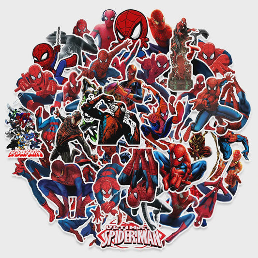 50x Spiderman Stickers - Waterdicht PVC voor Koffer, Laptop, Fiets & Cadeau