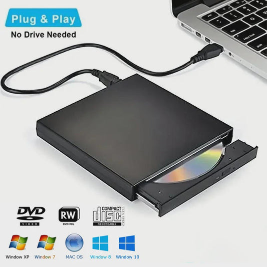 Externe USB CD/DVD RW Brander - Draagbare Optische Drive voor Laptop & PC