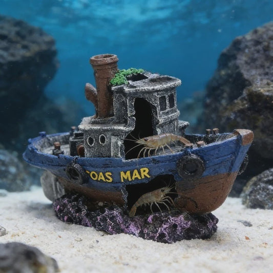 Uniek Scheepswrak Aquarium Decoratie - Verzonken Piratenschip Vistank Ornament
