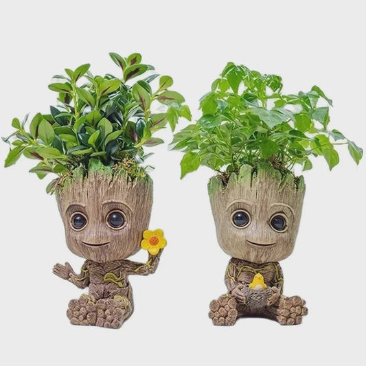 Groot Plantenpot & Decoratief Figuur - Leuke Woondecoratie