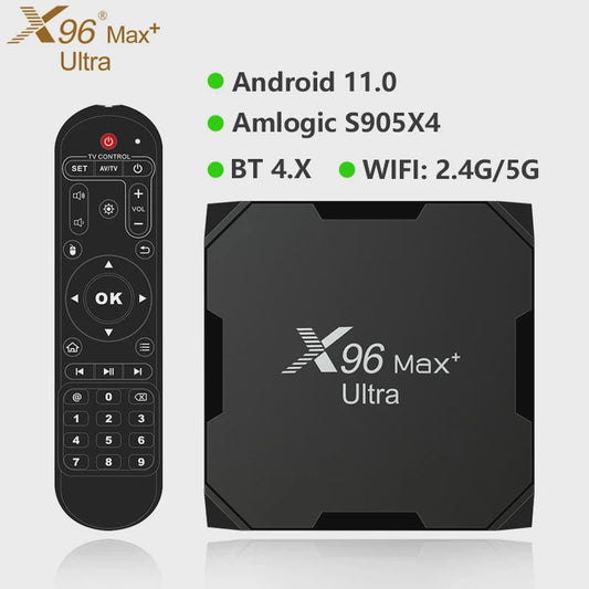 X96 MAX Plus Ultra Android 11 TV Box - 4K/8K Media Player met S905X4 Quad Core & 4GB RAM
