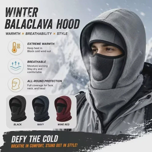 Multifunctionele Winter Balaclava met Capuchon: Fleece Nekwarmer & Winddicht Gezichtsmasker voor Buitenactiviteiten