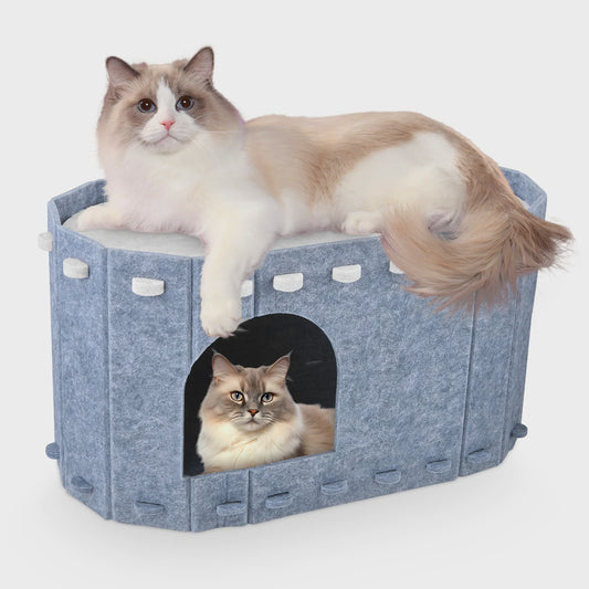 Dubbele Katten Tunnel met Uitneembare Wasbare Filtdelen - Comfort & Krabbescherming