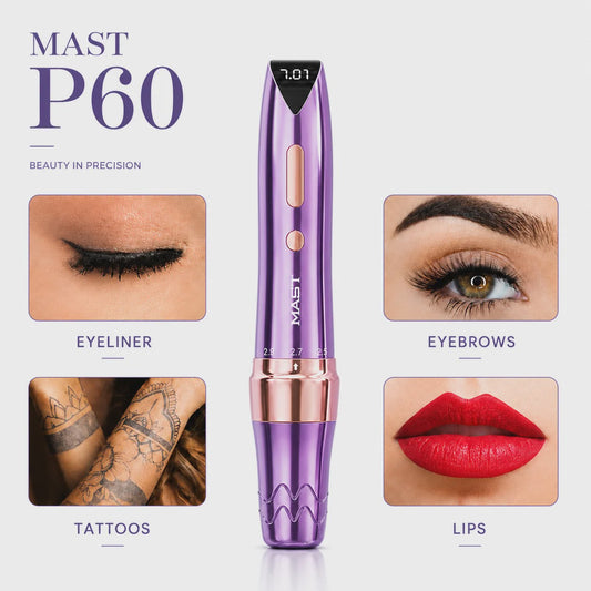 Mast P60 Permanente Make-up Tattoo Machine: 5 Instelbare Slagen, LED Display