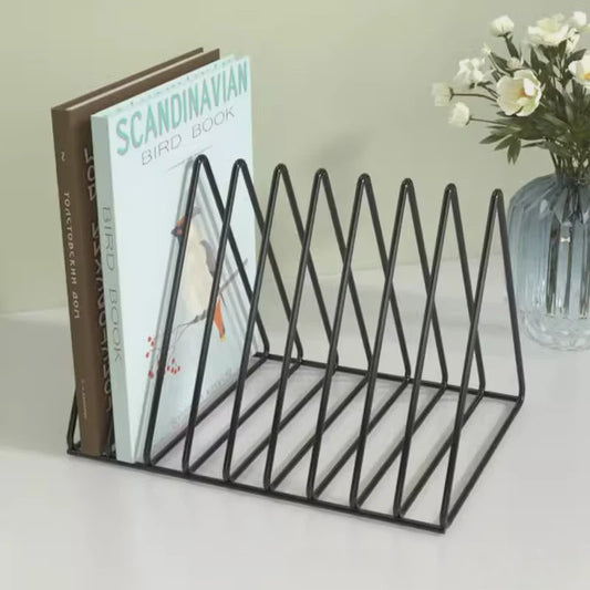 Stijlvolle Metalen Boekenkast & Organiser voor Bureau - Boeken, Tijdschriften & Vinyl