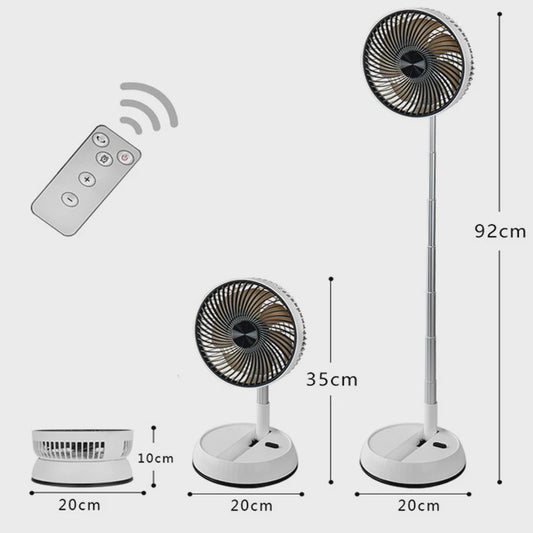 Draagbare Opvouwbare Ventilator met 15000mAh Batterij, USB, Afstandsbediening & Stille Werking - Ideaal voor Binnen en Buiten
