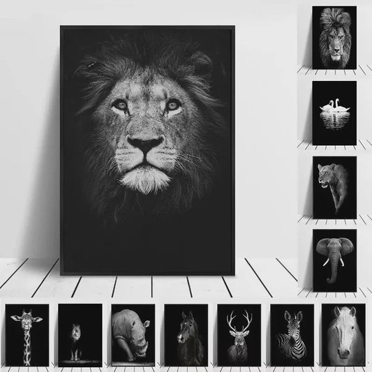 Moderne Canvas Schilderijen met Dieren: Leeuw, Olifant, Zebra & meer - Minimalistische Wanddecoratie
