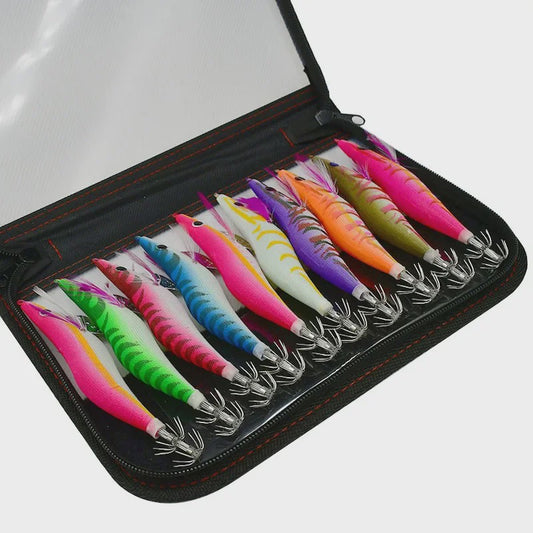 10-delige Set Lichtgevende Inktvis Aas Jig Lures met 3D Ogen - 3.5# 19.5g