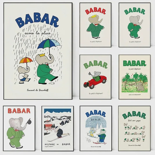 Babar Poster Canvas - Sprookjes Kunst voor Kinderkamer & Babykamer Decoratie