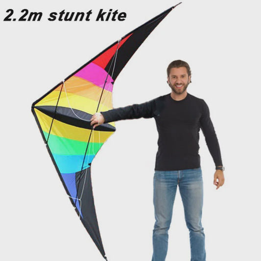 Grote Vlieger 2.2m Power Dual Line Stunt Kite met Handvat en Lijn - Perfect Vliegplezier