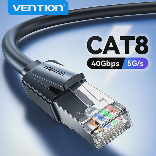 Vention CAT8 Ethernet Kabel - 40Gbps, 2000MHz - Hoge Snelheid Internet & Gaming